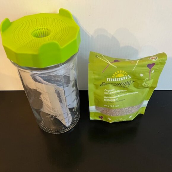 Sprouting Jar and Mumm's Organic Seeds - New - Picture 2 of 4
